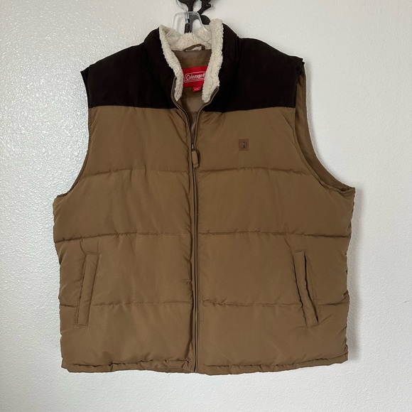 Coleman American Outdoorsman MEN’s Polyester Fill Puffer Sherpa Collar Vest~XXL - Picture 1 of 5